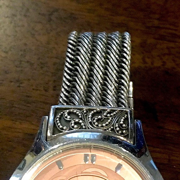 LOIS HILL Round Face Watch Sterling Silver Band Pink Face - Picture 15 of 16